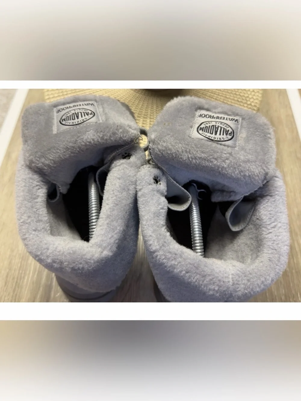 Palladium Baggy Leather Gusset Boots Grey Shearling Fur Lined Winter Men’s Sz 9